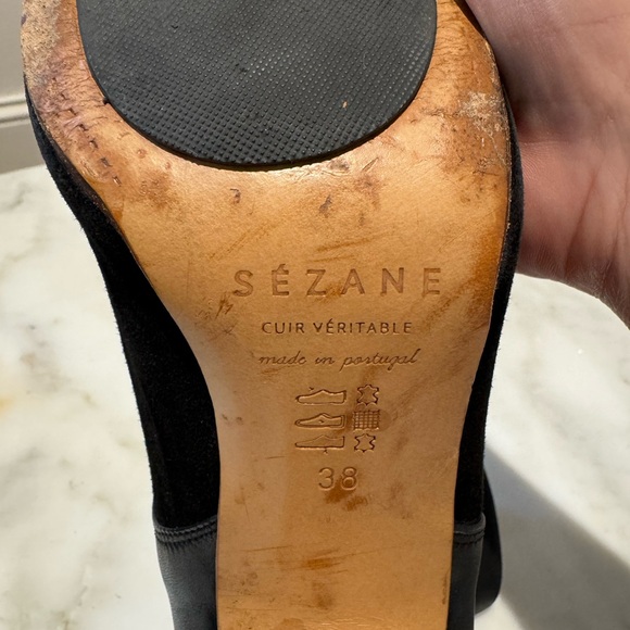 Sezane black leather & suede booties Size 38 - Picture 9 of 9